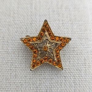 Vintage Amber/Rootbeer Rhinestone Star Brooch